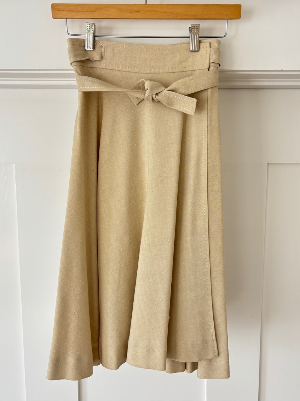 Vintage Linen Women’s XS A-Line Tie-Waist Midi Wrap Skirt with liner